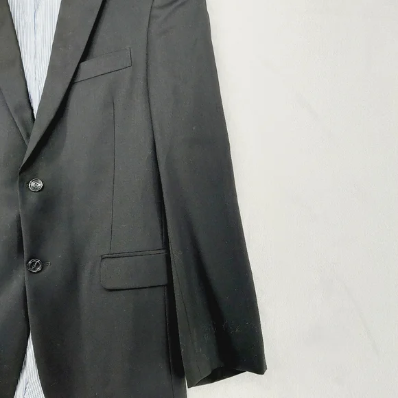 Tommy Hilfiger Black Wool Suit Blazer Classic Two-Button Jacket P1260 - Picture 4 of 9